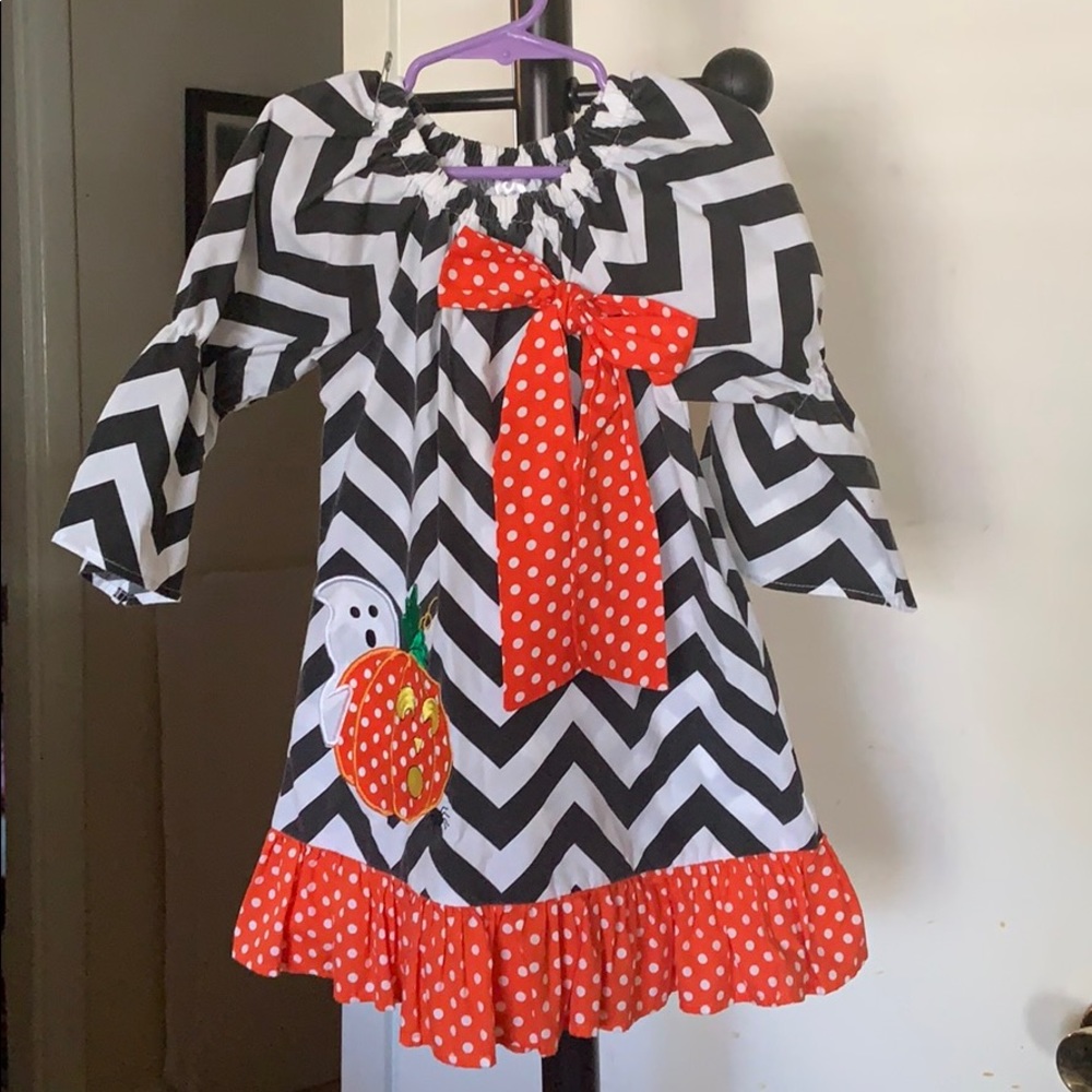 Black white chevron Halloween dress ghost/ pumpkin